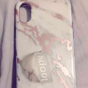 White Marble with Rose Gold Loopy Case IPhone X